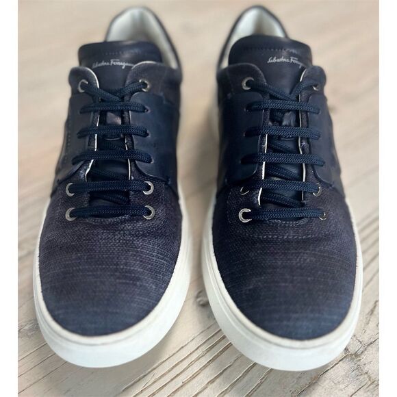 Salvatore Ferragamo Men's Blue Sneakers Size 12M Casual Lace-Up - Picture 6 of 15
